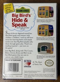 Sesame Street Big Bird's Hide & Speak NES Nintendo Complete CIB W/Manual Tested