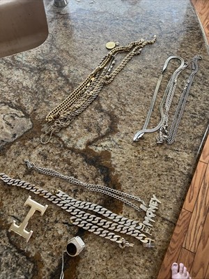 Men's Cuban Chain Hip-Hop Style Thick Necklace Stainless Steel Bracelet Huge Lot
