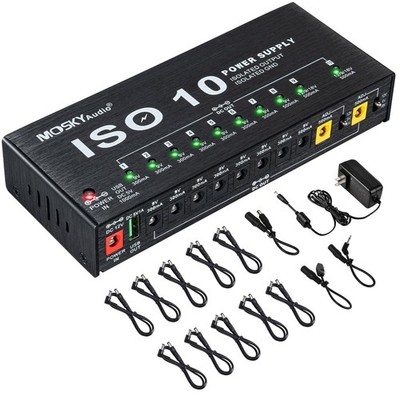 Mosky Guitar Pedal Power Supply 10 Isolated DC Output, 9V 12V 18V 300mA 500mA...