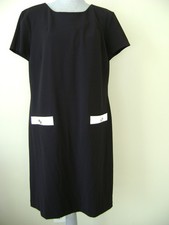New W Tags! Tommy Hilfiger Scuba Crepe Black/Ivory Short Sleeve Dress Size 16