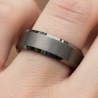 6mm Gunmetal Tungsten Wedding Ring – Brushed Core with polished Beveled Edges — photo 2