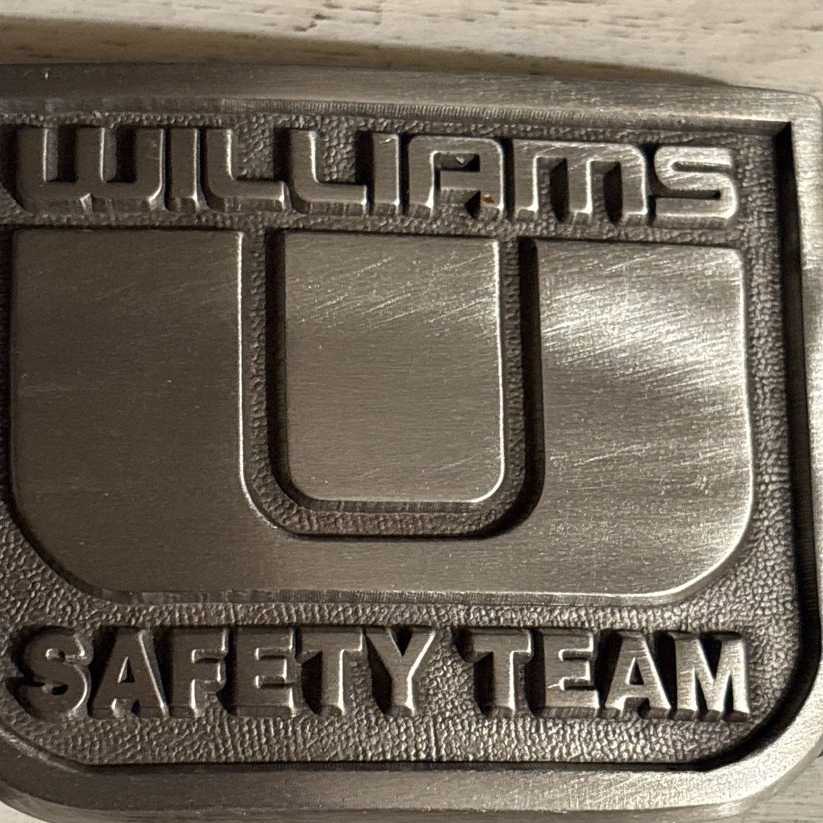 Williams Safety Team Solid Pewter Belt Buckle View 2