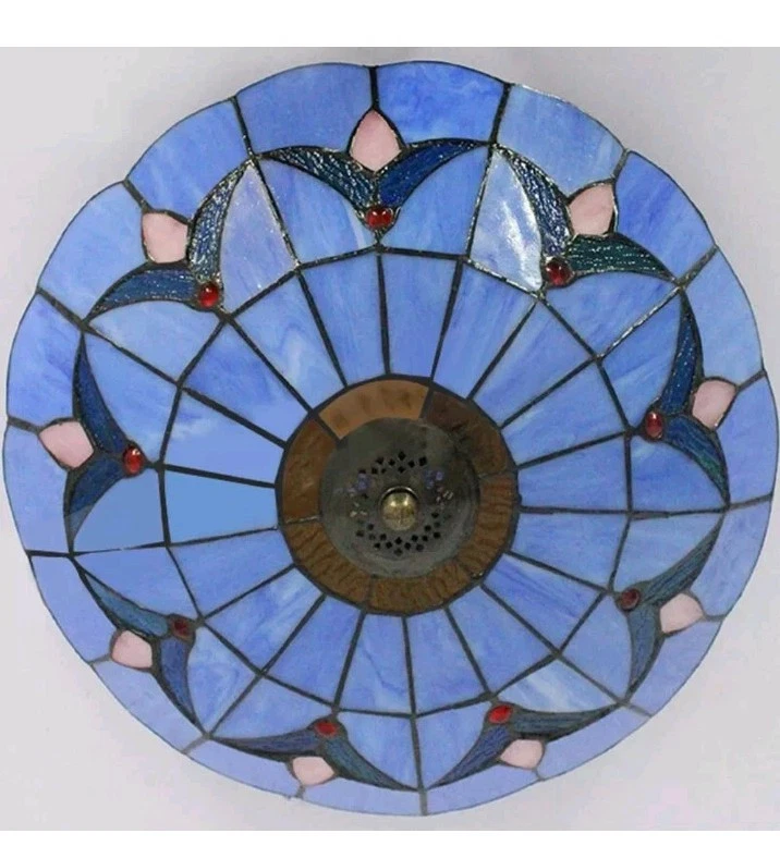 Lámpara de techo estilo Tiffany vintage vitral baño montaje empotrado Foto 2 de 4