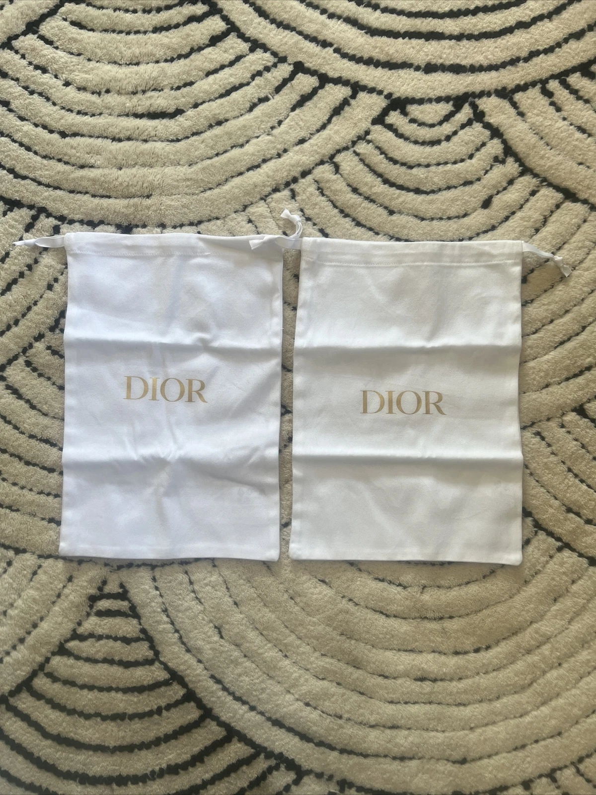 NOUVEAU SAC À POUSSIÈRE CHRÉTIEN DIOR BLANC/OR 8x13 CHAUSSURES/SAC À MAIN rangement
