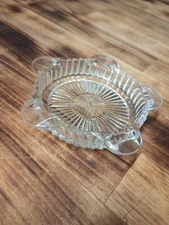 Vintage Clear Glass Ash Tray Star Ribbed 3"-4"