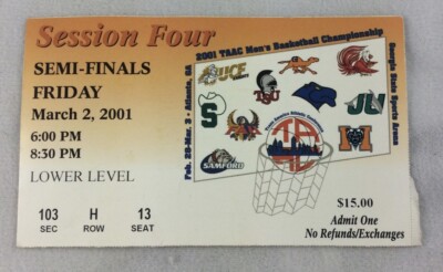 2001 03/02 TAAC Men s Basketball Championship Session 4 Ticket