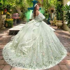 Green Quinceanera dress 3D decal tight chest Sweet 15 16 party Ball Gowns