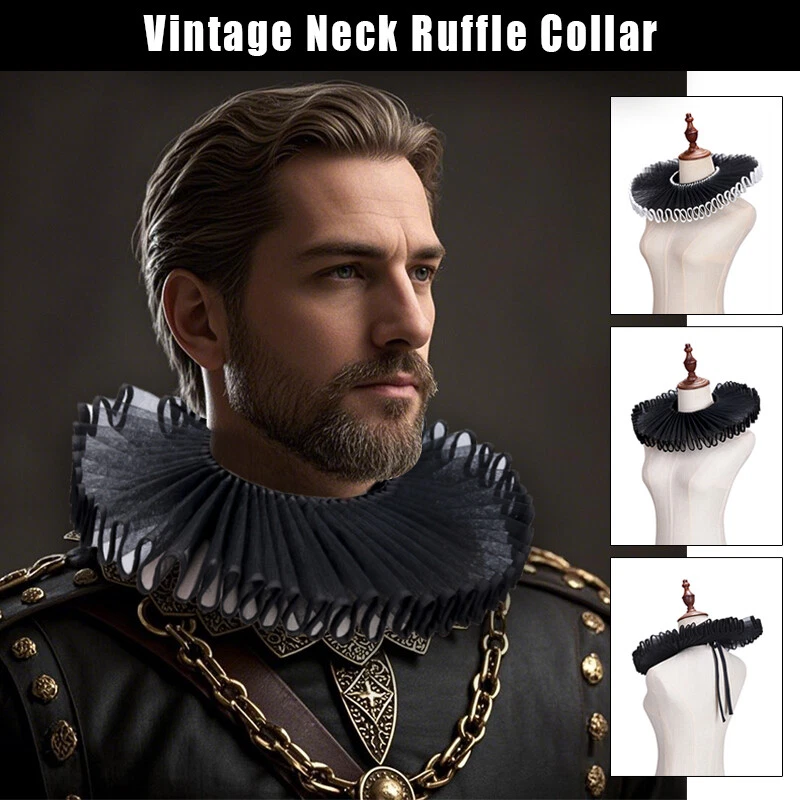 Clown Costume Cosplay Collar Vintage Victorian Renaissance Neck Ruffle Choker - Image 3 of 4