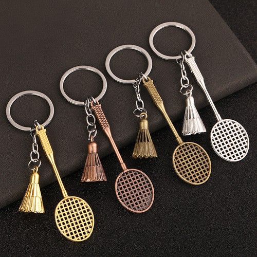 Fashion Creative Badminton Racquet Pendant Keychain Car Key Holder