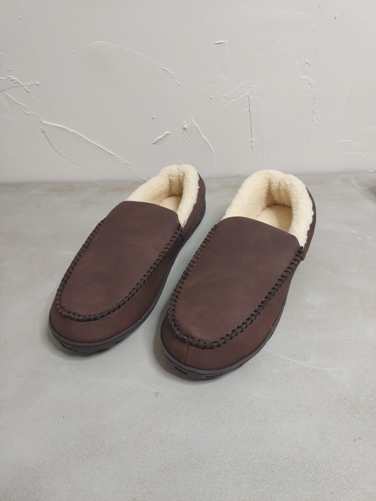 SAOLA Ciabatte uomo taglia 12 suola rigida marrone con interno pelliccia sintetica