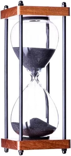 Temporizador de reloj de arena grande 15 minutos, cristal de arena de madera, negro - Imagen 5 de 6