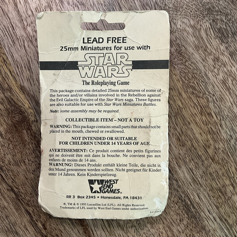 Star Wars 1992 West End Games Chewbacca Han Solo Metal Miniatures 40402