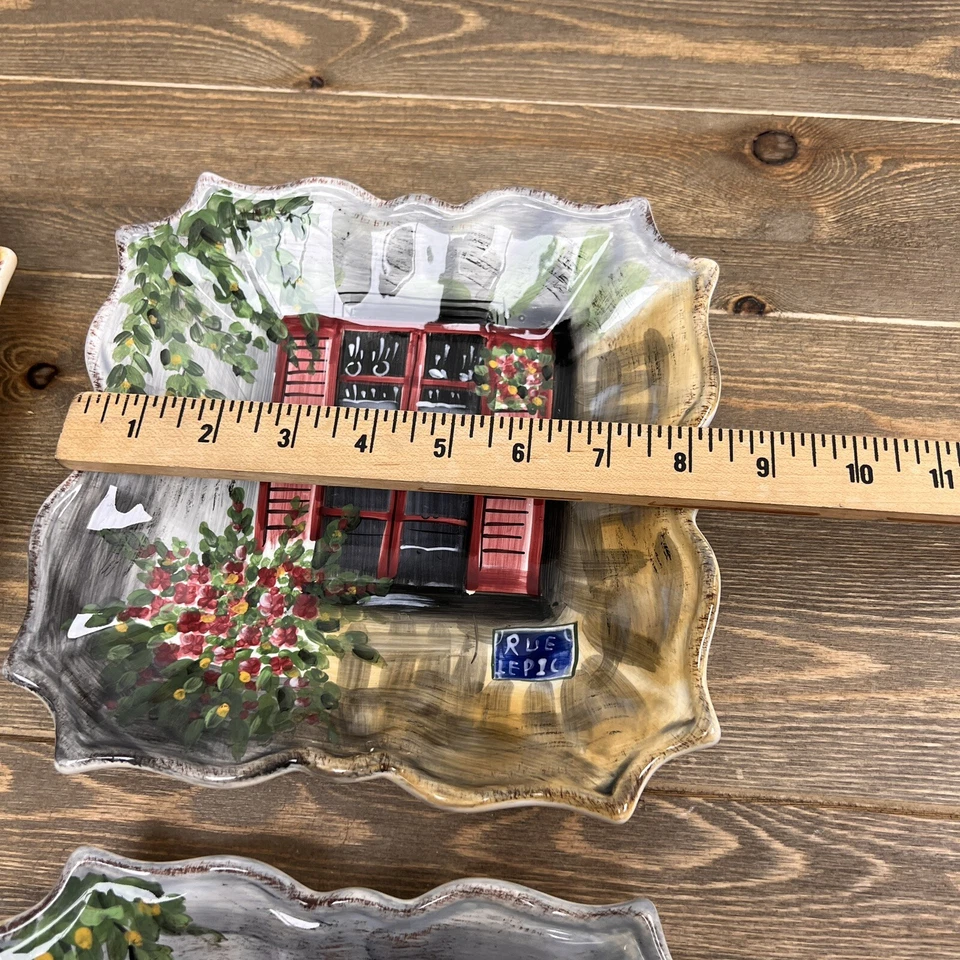 Set of 4 Tabletops Unlimited Rue de Paris Shutter 8 3/4" Square Plates - Image 3 of 4