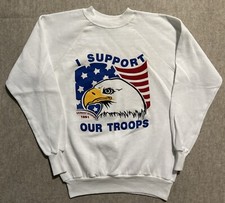 Vintage Desert Storm Support Our Troops Sweater Sweatshirt 90's Large White