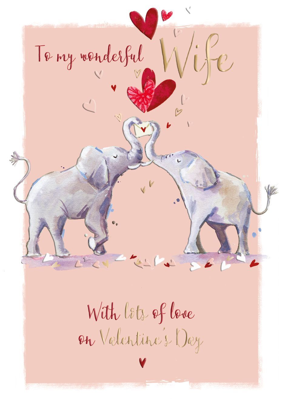 Valentine's Day Card Large Wife - Elephant - Love Letter - Wildlife Ling Design