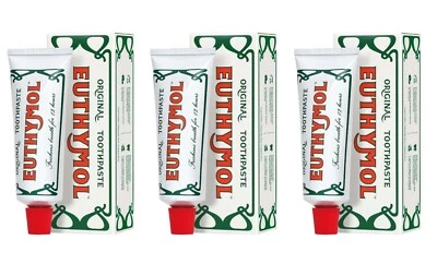Euthymol Original Toothpaste Fresh Breath No-Flouride Oral Teeth Care - 75ml x 3
