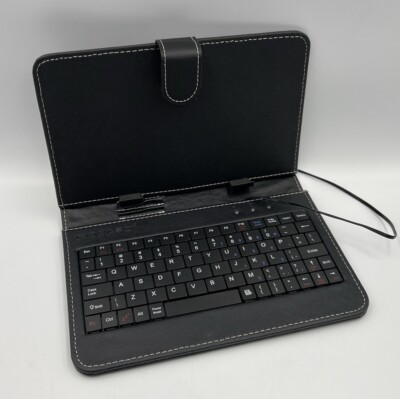 Universal USB Tastatur Folio Leder Tasche Ständer Cover 9'' Android Tablet (SCHWARZ)