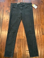 Adriano Goldschmied Distressed The Legging Ankle Super Skinny Black Jeans, Sz 28