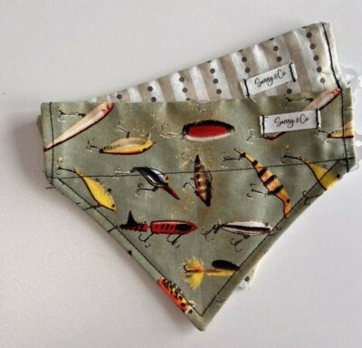 Reversible Over The Collar Small Dog Bandana Custom Fishing