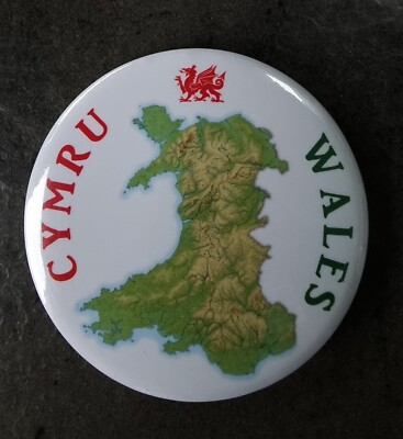 Karte von Wales, Cymru Wales - Kühlschrankmagnet - 58 mm Durchmesser