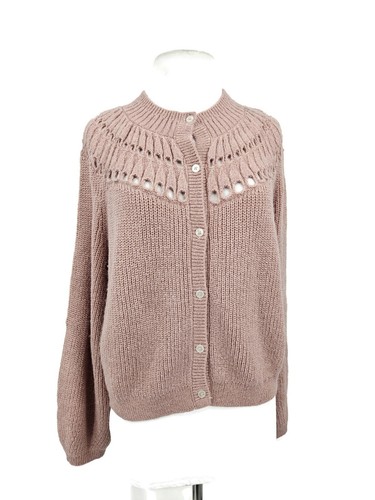 New Boden Fluffy Ruffle Cardigan Womens M Dahlia Pink Sweater Wool Blend - Picture 6 of 9