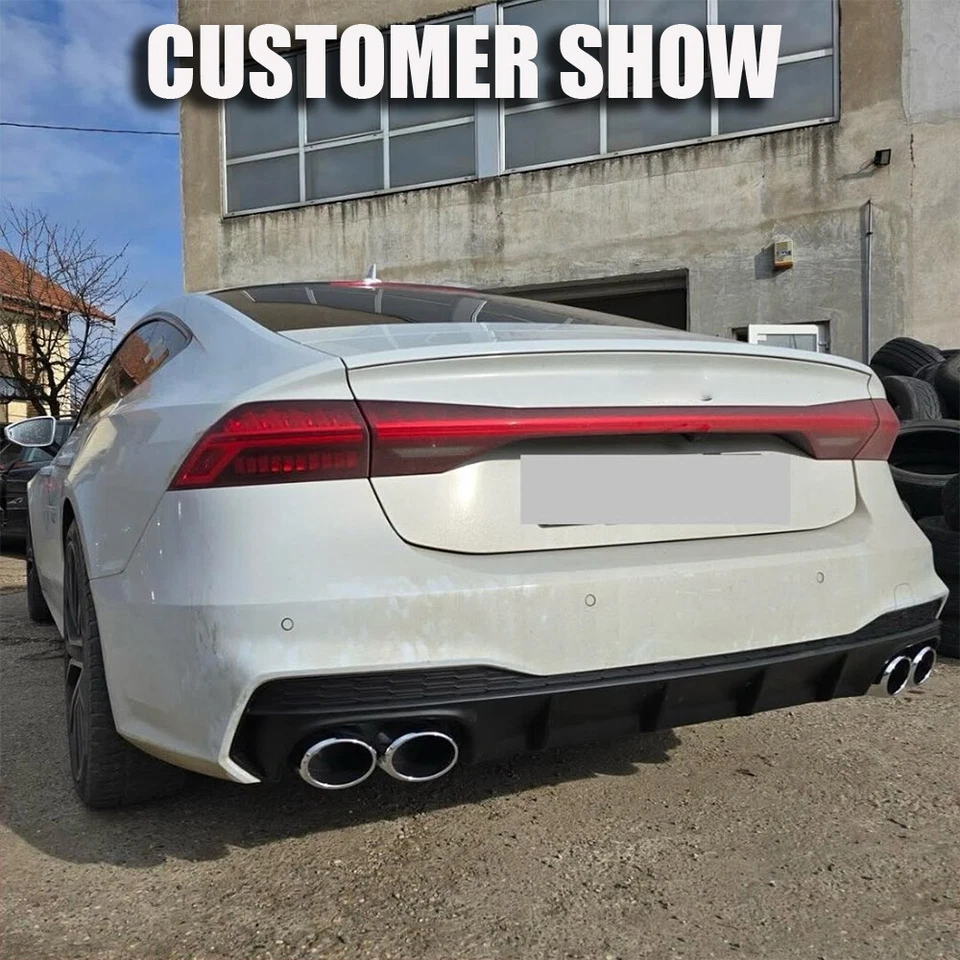 For Audi A7 Quattro Sportback 2019-2020 Rear Bumper Diffuser Lip W/Exhaust Tips - Image 3 of 4