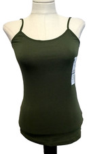 TIME AND TRU DARK GREEN ADJUSTABLE STRAPS STRETCH KNIT CAMI/TANK Sz XS