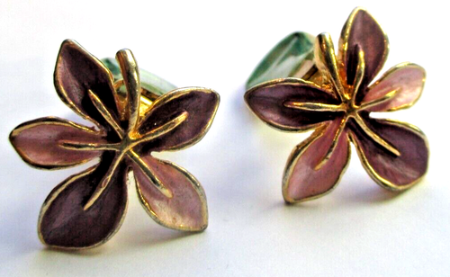 Boucles d'oreilles clip en or violet vintage, clous d