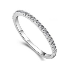 Caroline Anniversary Band for Women Half Eternity Ring White Gold Plated CZ G...
