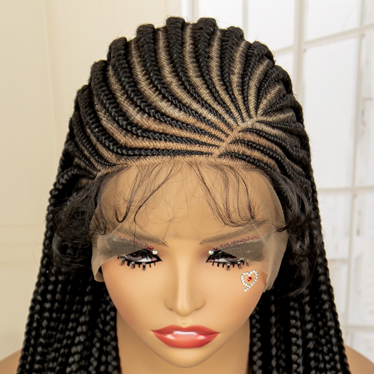 Lace Braided Wigs for Black Women Handmade Synthetic Braid  display picture 2