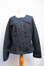 Nwt Elle Women Dark Blue Collarless Peplum Denim Jean Jacket $58 Medium