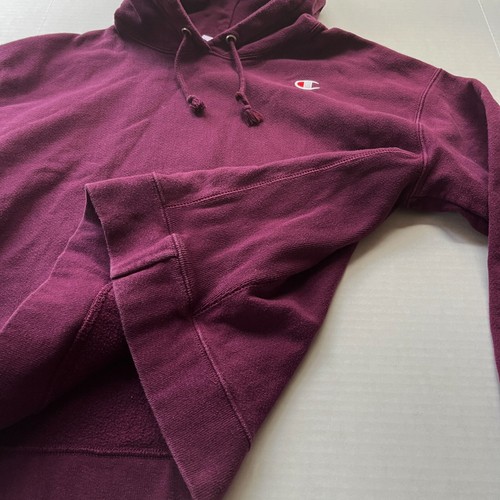 Vtg Champion Reverse Weave Hoodie Sweatshirt Youth XL BLANK Pullover Burgundy - Picture 6 of 8