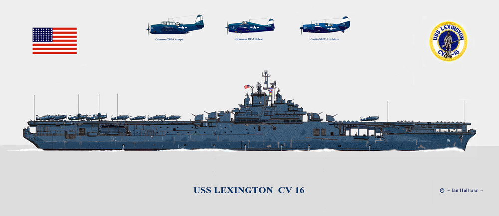 USS Lexington CV 16 with aircraft Print US Navy | eBay