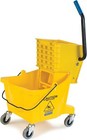 26-Qt Comm Mop Bucket w/Wringer, Pp, Non-Mark Casters, 18.5x16.5x23", Yel