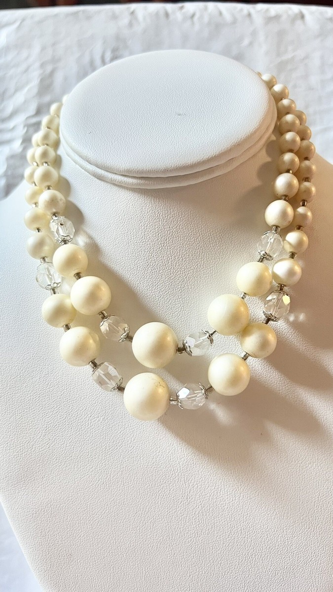Vintage Beaded Multi Strand Necklace Marked Japan Hook