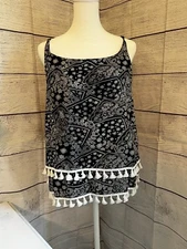 Molly Bracken Tank Top Layered with Tassels Womens Size L Bandana Print NWT