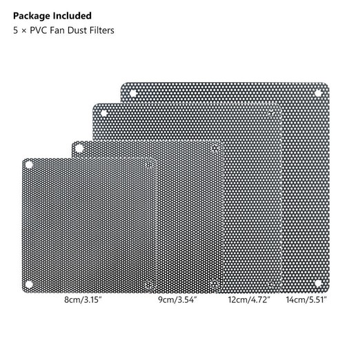 5Pcs 80/90/120/140mm Mesh Grills PVC PC Cover Fan Dust Filter Computer White - Photo 2/12