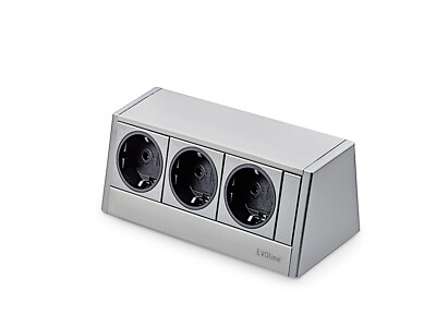 EVOline  R-Dock Aluminium SILBER mit 3 x VDE Steckdosen / Steckdoseneinheit /...