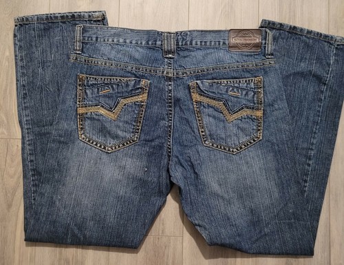 JEANS DENIM AZUL MEDIO ROYAL PRELAVADOS DESTRUIDOS TALLA 38 X 32 PARA HOMBRE - Imagen 2 de 12