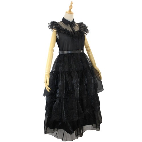 2025 Halloween Girl BLACK DRESS Wednesday Party Costume Fancy Dress 110-160 - Picture 5 of 11
