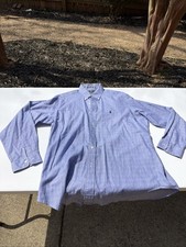 Polo Ralph Lauren Oxford Shirt Mens 16 35 L Blue White Striped Yarmouth Pony