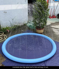 Non-Slip Splash Pad - 67 in Splash Sprinkler Pad for Dogs Kids Toddlers Baby NEW
