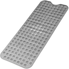 Bathtub and Shower Mats, Extra Long 40" x 16" Rectangular , Clear Grey