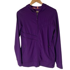 REI Co-Op Women  s Full Zip Hoodie Hood Size Medium Purple Stretch Active Jacket