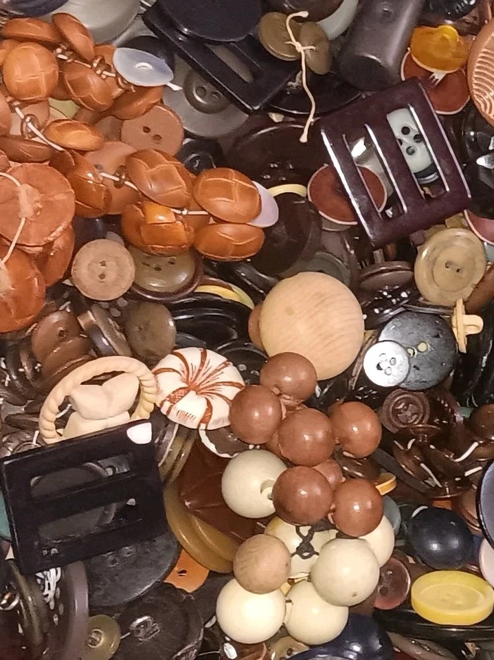 80-95 Botones Vintage Premium Mezcla Plástico Antiguo Material Natural Combinación Metal Foto 3 de 4