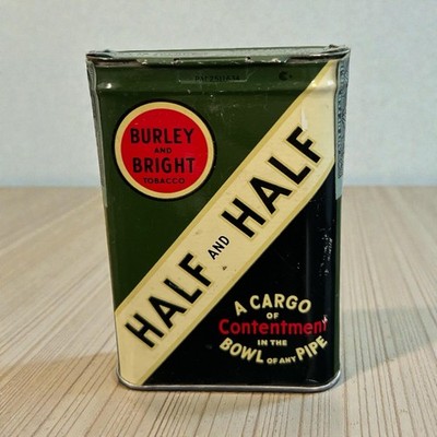 Vtg Burley and Bright Half & Half Pocket Tobacco Tin Empty Pipe Advertising