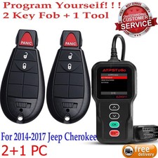 2 Key Fob 1 Programmer For 2014 2015 2016 2017 Jeep Cherokee Gq4-53t 4a Chip