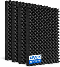 Egg Crate Acoustic Foam Panels Pack 48 x 24 x 2 Inches Soundproofing Studio Room