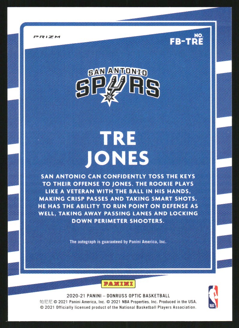 2020-21 Donruss Optic Fast Break Signatures #88 Tre Jones