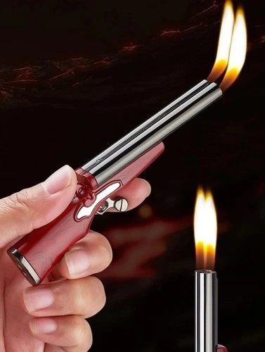 Unique Mini Dual Fire Gas Lighter Cool Novelty Double Barrel Shotgun Shaped LIGH - Picture 1 of 5